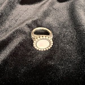 Lagos Mother of Pearl Circle Ring in sterling silver.